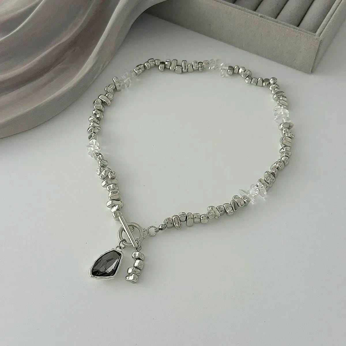 Collar Choker Negro con Rhinestone - Estilo Retro