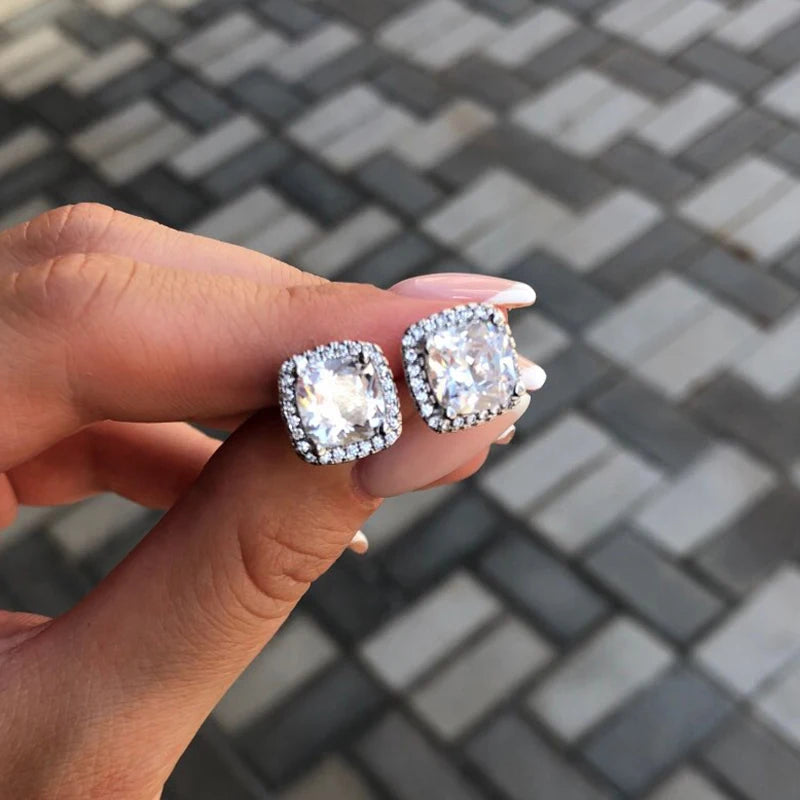 Pendientes de Tuerca de Lujo con Zirconia - Diseño Exquisito CAOSHI