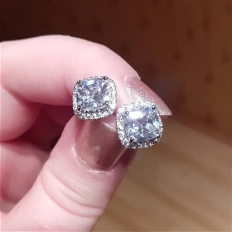 Pendientes de Tuerca de Lujo con Zirconia - Diseño Exquisito CAOSHI