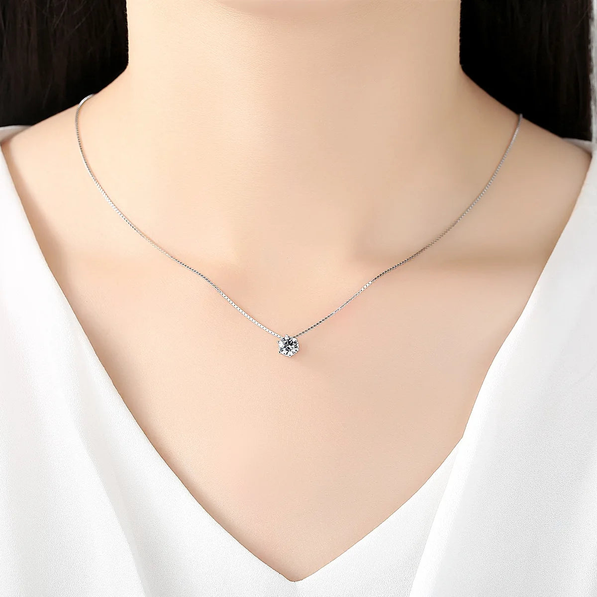 Collar Plata 925 con Zircón y Cadena Box - Joya Fina