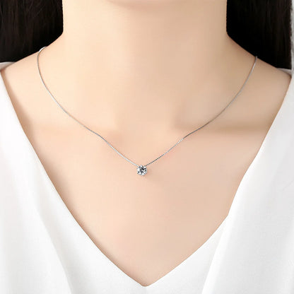 Collar Plata 925 con Zircón y Cadena Box - Joya Fina