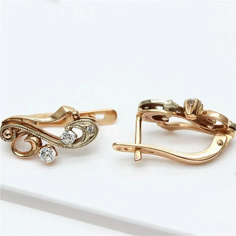Pendientes Oro Rosa 14K y Púrpura 585 con Zircón