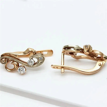 Pendientes Oro Rosa 14K y Púrpura 585 con Zircón