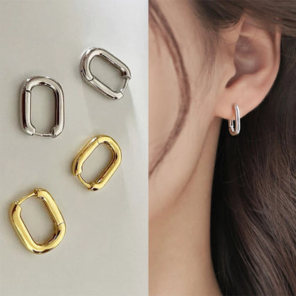 Pendientes Aro U Dorado Estilo Urbano - Zinc Chapado