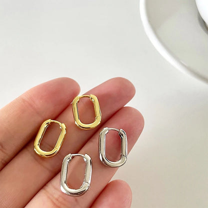 Pendientes Aro U Dorado Estilo Urbano - Zinc Chapado