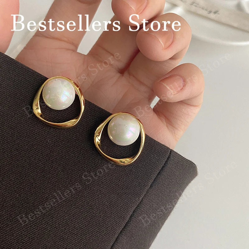 Pendientes de Perlas Elegantes en Plata 925 Bañada en Oro