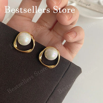 Pendientes de Perlas Elegantes en Plata 925 Bañada en Oro
