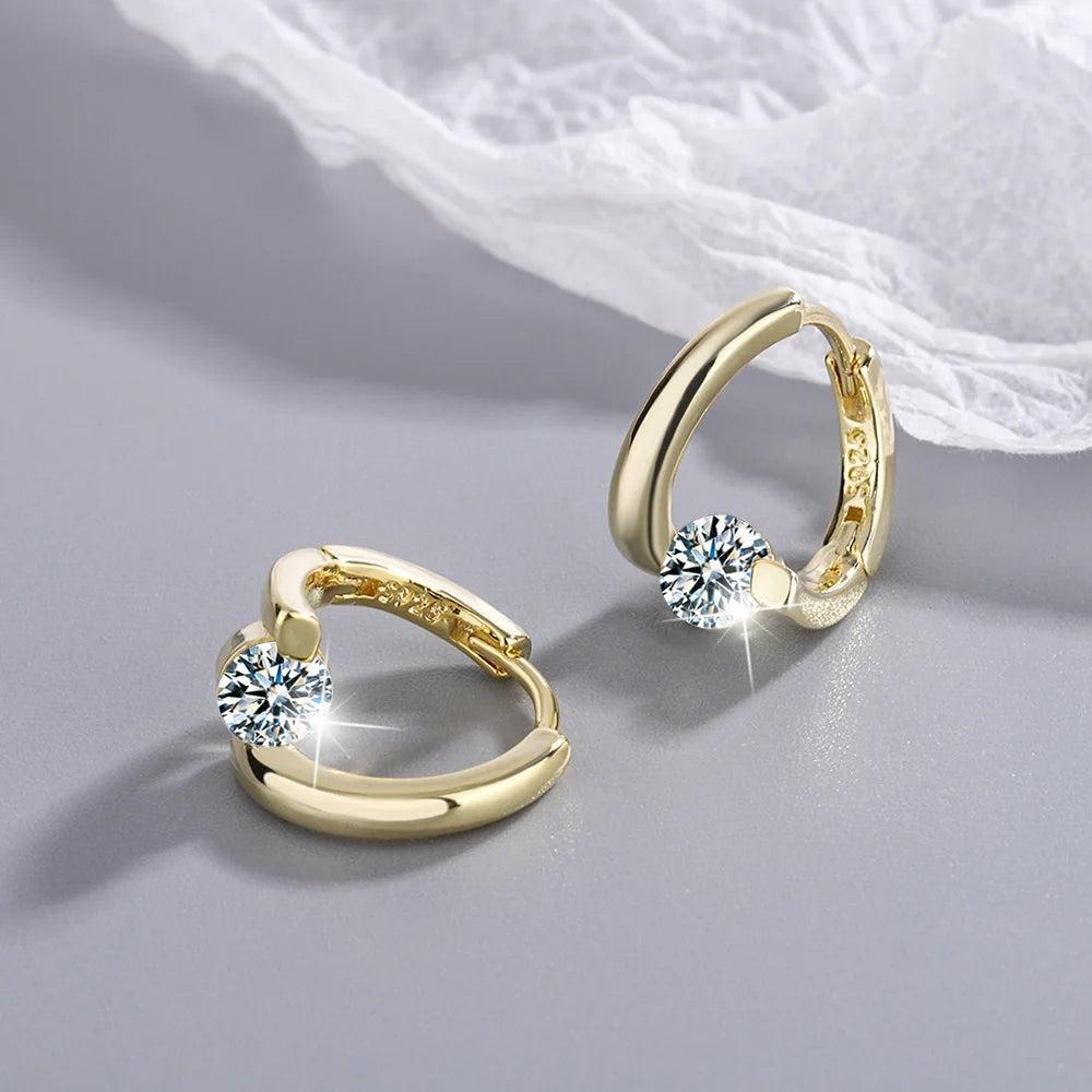 Pendientes de Aro con Zircón Cuadrado Dorado - Plata 925