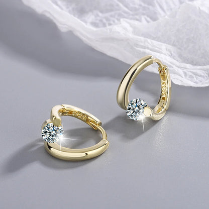 Pendientes de Aro con Zircón Cuadrado Dorado - Plata 925