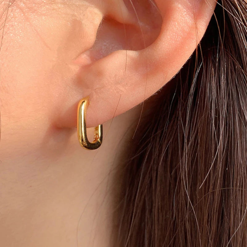 Pendientes Aro U Dorado Estilo Urbano - Zinc Chapado
