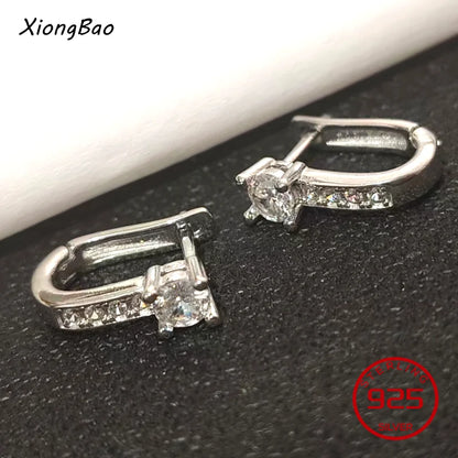 Pendientes de Aro con Zircón Cuadrado Dorado - Plata 925