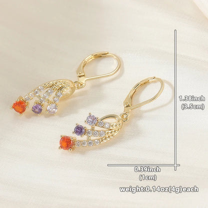 Pendientes Hoja Dorada con Zirconia - Cobre Chapado