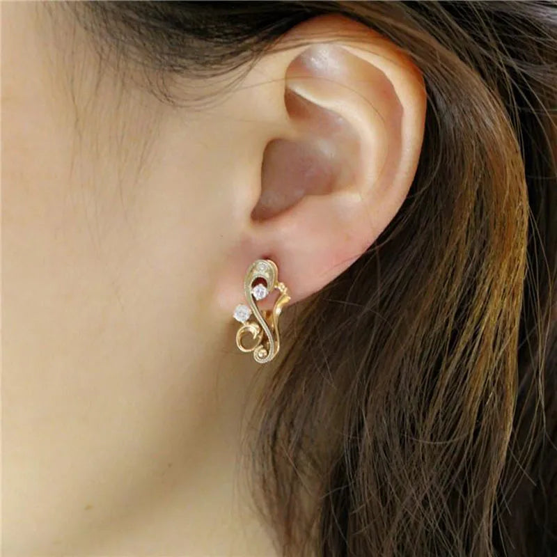 Pendientes Oro Rosa 14K y Púrpura 585 con Zircón
