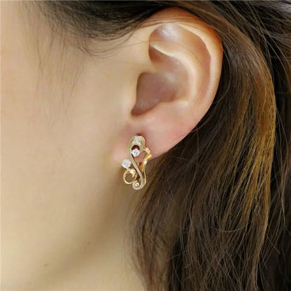 Pendientes Oro Rosa 14K y Púrpura 585 con Zircón