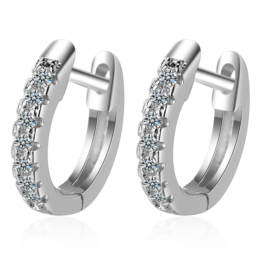 Pendientes de Aro con Zircón Cuadrado Dorado - Plata 925