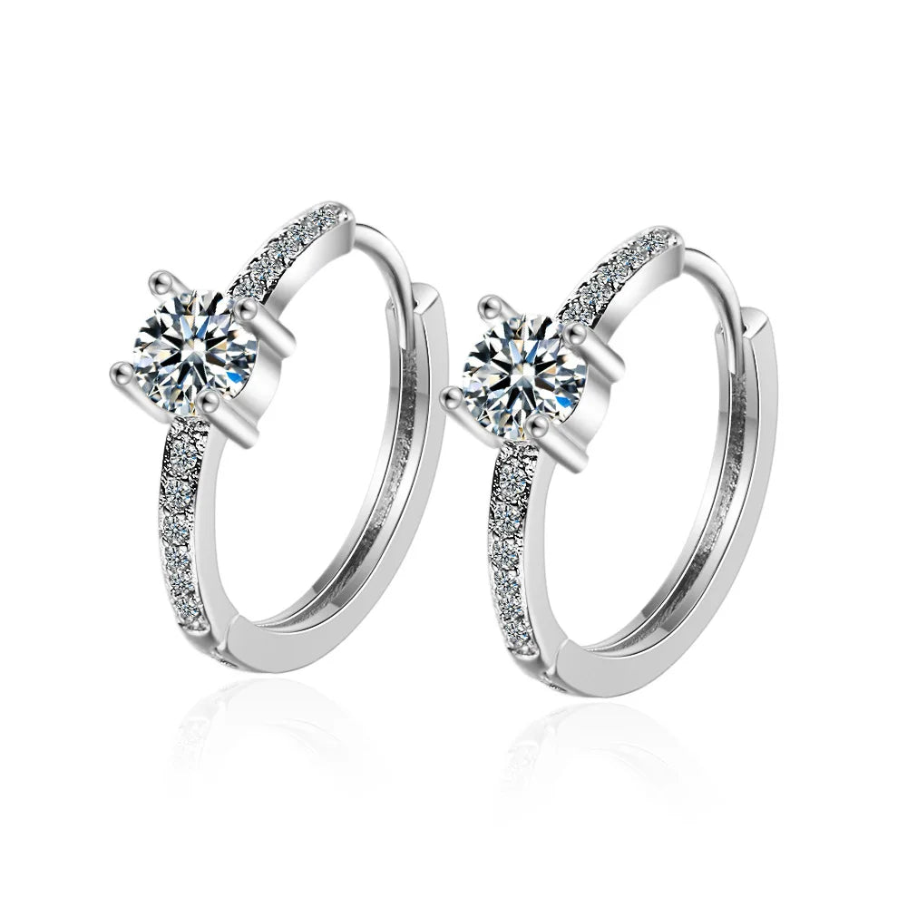Pendientes de Aro con Zircón Cuadrado Dorado - Plata 925