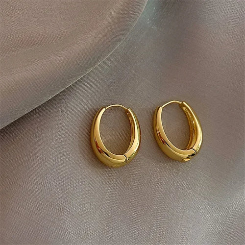Pendientes Aro Ovalado Minimalista Dorado - 2.3cm