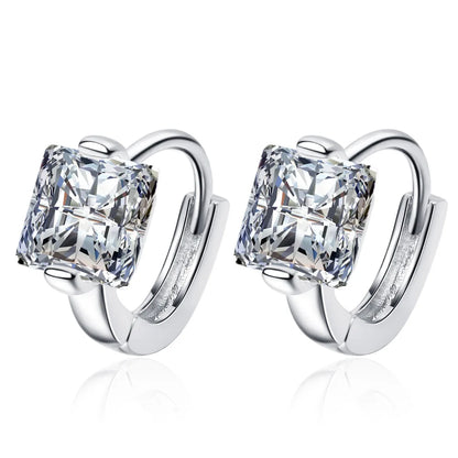 Pendientes de Aro con Zircón Cuadrado Dorado - Plata 925