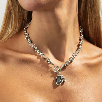 Collar Choker Negro con Rhinestone - Estilo Retro