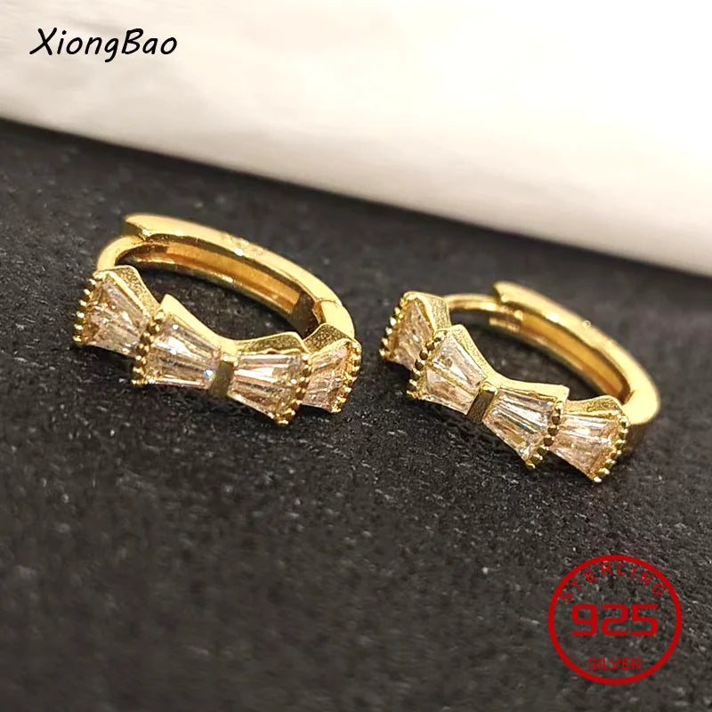 Pendientes de Aro con Zircón Cuadrado Dorado - Plata 925
