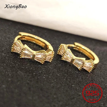 Pendientes de Aro con Zircón Cuadrado Dorado - Plata 925