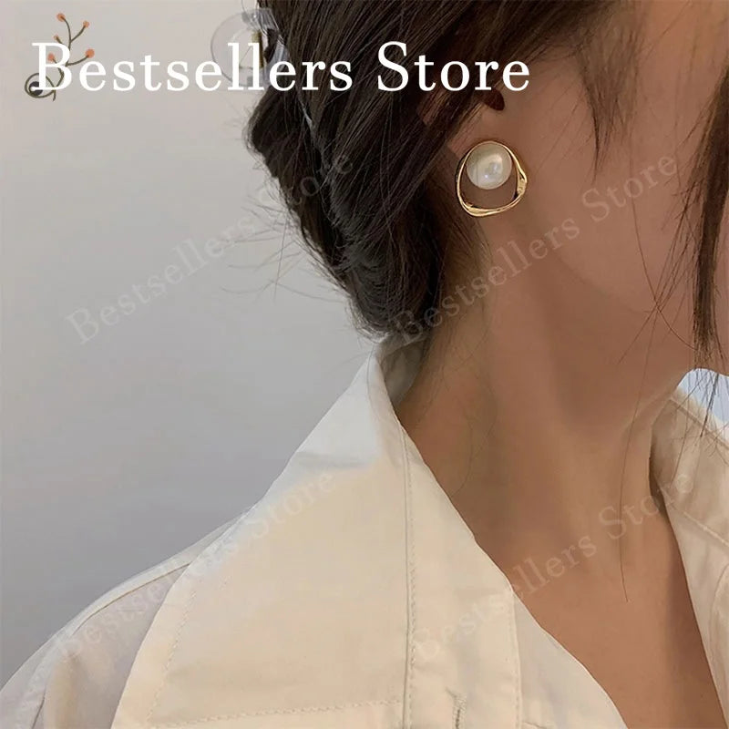 Pendientes de Perlas Elegantes en Plata 925 Bañada en Oro
