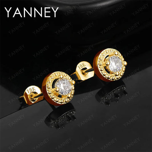 Pendientes Plata 925 y Oro 18K con Zircón Redondo — Joya de Boda Premium