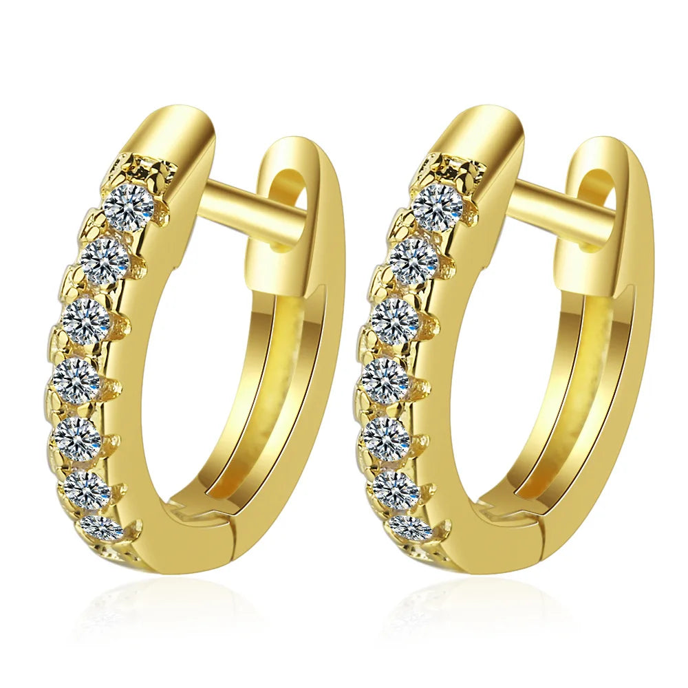 Pendientes de Aro con Zircón Cuadrado Dorado - Plata 925