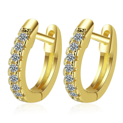 Pendientes de Aro con Zircón Cuadrado Dorado - Plata 925
