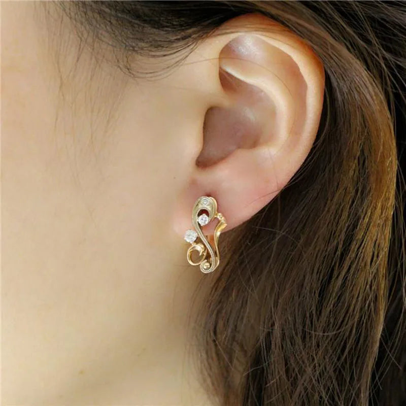 Pendientes Oro Rosa 14K y Púrpura 585 con Zircón