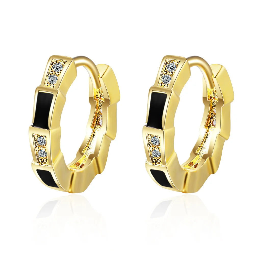 Pendientes de Aro con Zircón Cuadrado Dorado - Plata 925