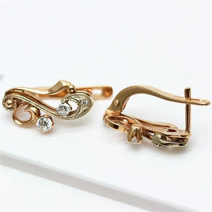 Pendientes Oro Rosa 14K y Púrpura 585 con Zircón