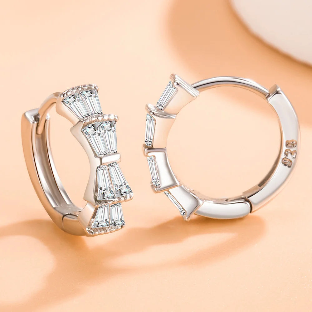 Pendientes de Aro con Zircón Cuadrado Dorado - Plata 925