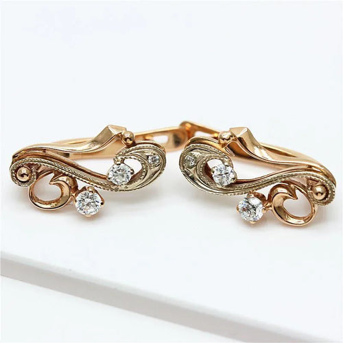 Pendientes Oro Rosa 14K y Púrpura 585 con Zircón