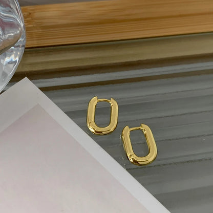 Pendientes Aro U Dorado Estilo Urbano - Zinc Chapado