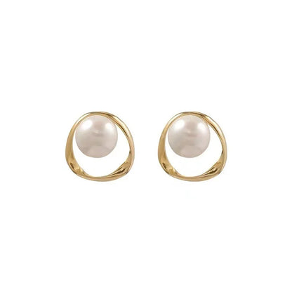 Pendientes de Perlas Elegantes en Plata 925 Bañada en Oro