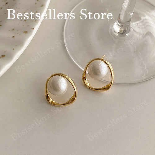 Pendientes de Perlas Elegantes en Plata 925 Bañada en Oro