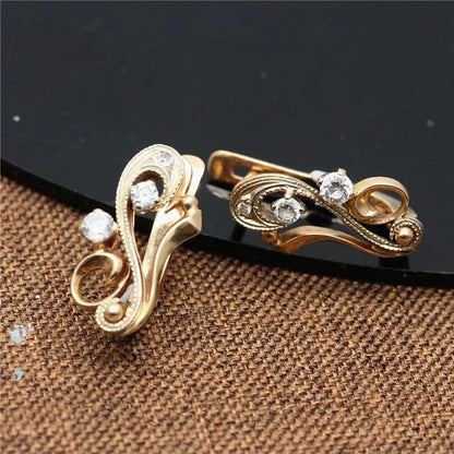 Pendientes Oro Rosa 14K y Púrpura 585 con Zircón