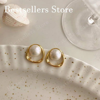 Pendientes de Perlas Elegantes en Plata 925 Bañada en Oro