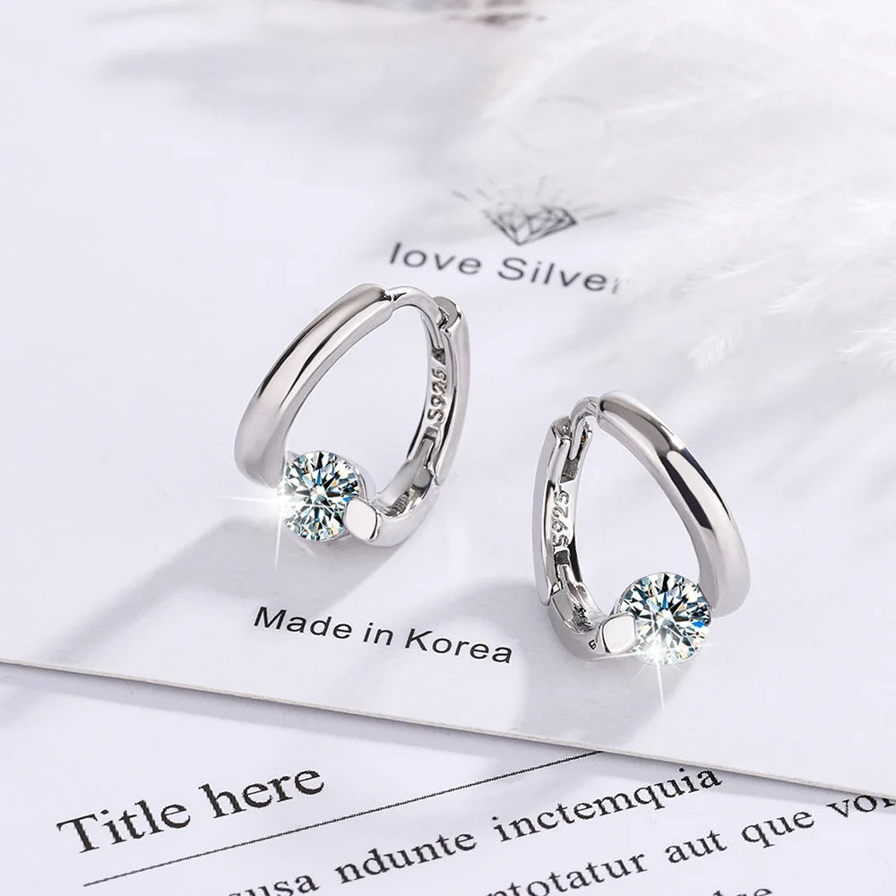 Pendientes de Aro con Zircón Cuadrado Dorado - Plata 925