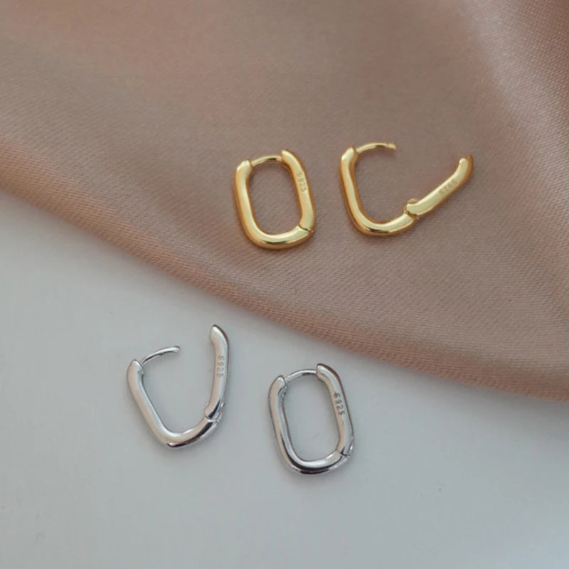 Pendientes Aro U Dorado Estilo Urbano - Zinc Chapado