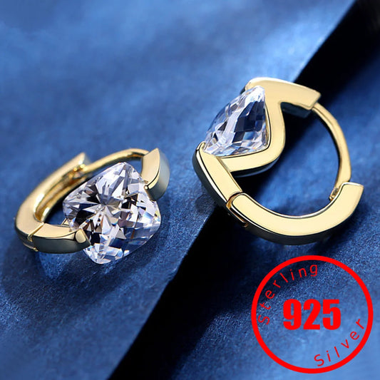 Pendientes Aro con Zircón Cuadrado Dorado — Plata 925 | Brillo Geométrico de Lujo